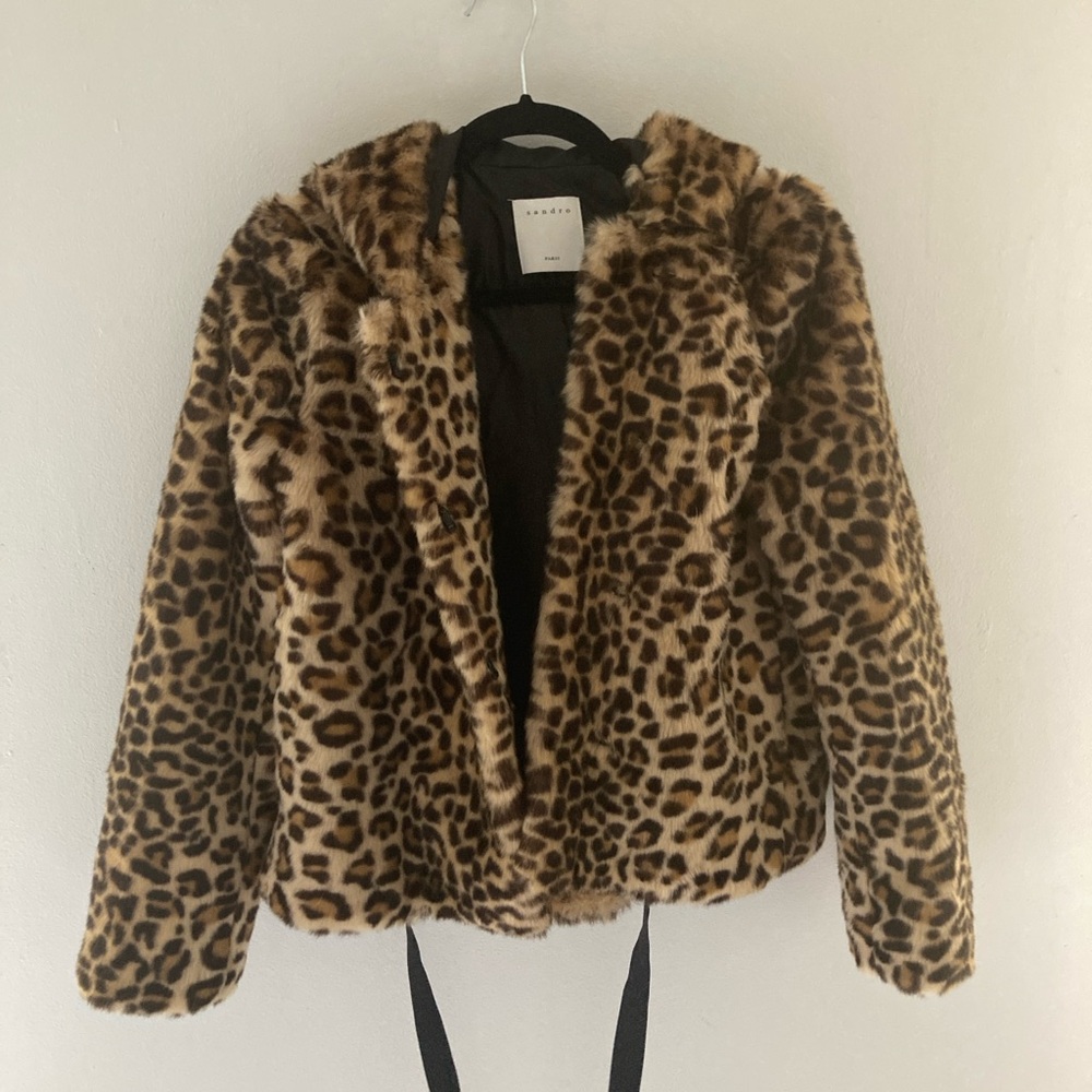 Leopard Print Faux Fur Cropped Jacket